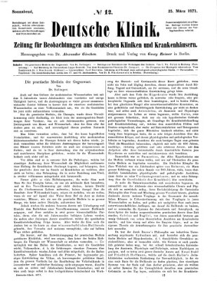 Deutsche Klinik Samstag 25. März 1871