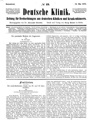 Deutsche Klinik Samstag 13. Mai 1871