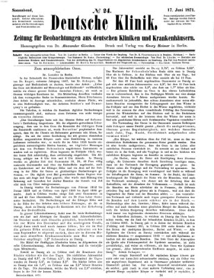 Deutsche Klinik Samstag 17. Juni 1871