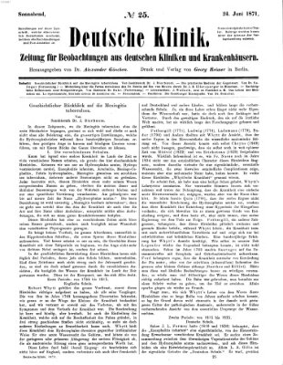 Deutsche Klinik Samstag 24. Juni 1871