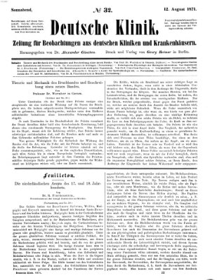 Deutsche Klinik Samstag 12. August 1871