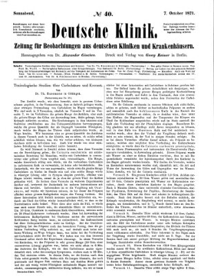 Deutsche Klinik Samstag 7. Oktober 1871