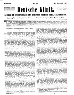 Deutsche Klinik Samstag 18. November 1871