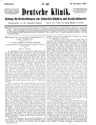 Deutsche Klinik Samstag 25. November 1871