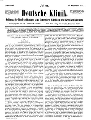 Deutsche Klinik Samstag 16. Dezember 1871