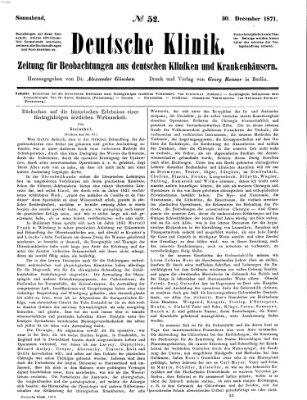 Deutsche Klinik Samstag 30. Dezember 1871