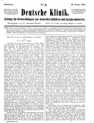 Deutsche Klinik Samstag 20. Januar 1872