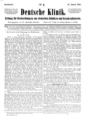 Deutsche Klinik Samstag 27. Januar 1872