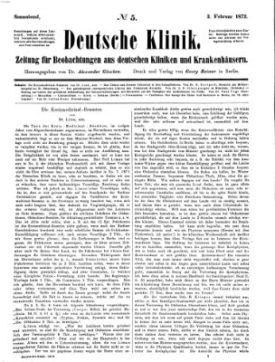 Deutsche Klinik Samstag 3. Februar 1872