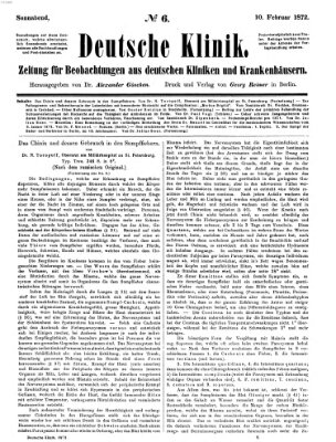 Deutsche Klinik Samstag 10. Februar 1872