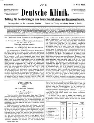 Deutsche Klinik Samstag 2. März 1872