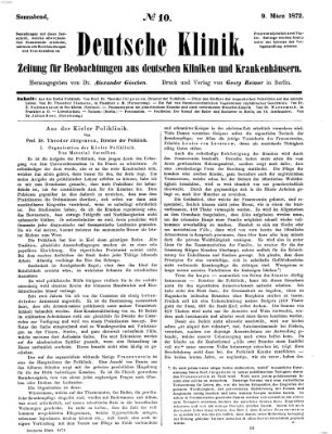 Deutsche Klinik Samstag 9. März 1872