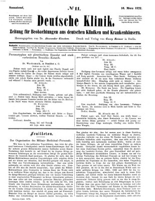 Deutsche Klinik Samstag 16. März 1872