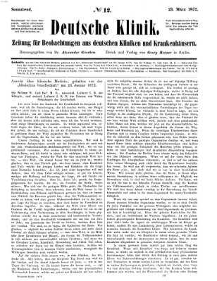 Deutsche Klinik Samstag 23. März 1872