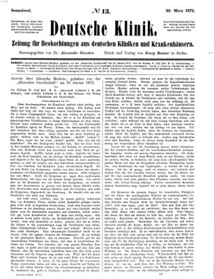 Deutsche Klinik Samstag 30. März 1872