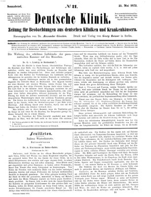 Deutsche Klinik Samstag 25. Mai 1872