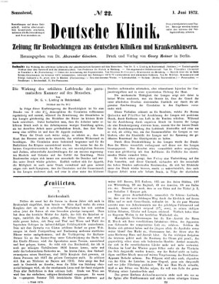 Deutsche Klinik Samstag 1. Juni 1872