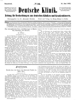 Deutsche Klinik Samstag 15. Juni 1872