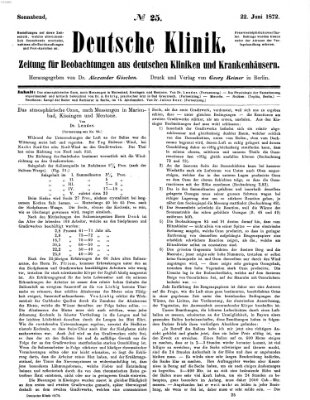 Deutsche Klinik Samstag 22. Juni 1872