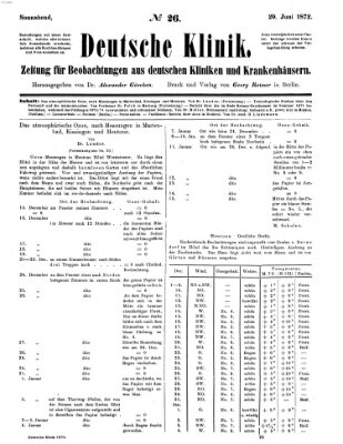 Deutsche Klinik Samstag 29. Juni 1872