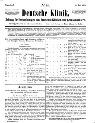 Deutsche Klinik Samstag 6. Juli 1872