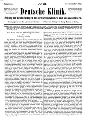 Deutsche Klinik Samstag 14. September 1872