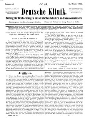 Deutsche Klinik Samstag 12. Oktober 1872