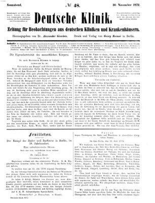 Deutsche Klinik Samstag 30. November 1872