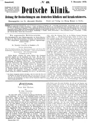 Deutsche Klinik Samstag 7. Dezember 1872