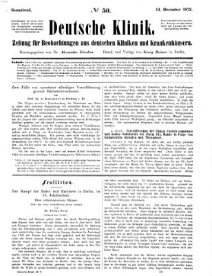 Deutsche Klinik Samstag 14. Dezember 1872