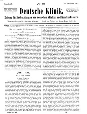 Deutsche Klinik Samstag 28. Dezember 1872