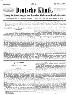 Deutsche Klinik Samstag 22. Februar 1873