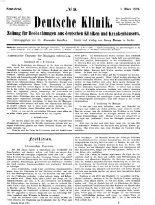 Deutsche Klinik Samstag 1. März 1873