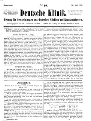 Deutsche Klinik Samstag 10. Mai 1873