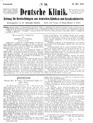 Deutsche Klinik Samstag 24. Mai 1873