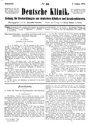 Deutsche Klinik Samstag 2. August 1873