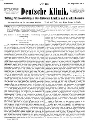 Deutsche Klinik Samstag 27. September 1873