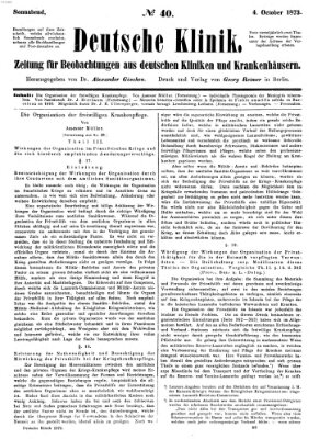 Deutsche Klinik Samstag 4. Oktober 1873