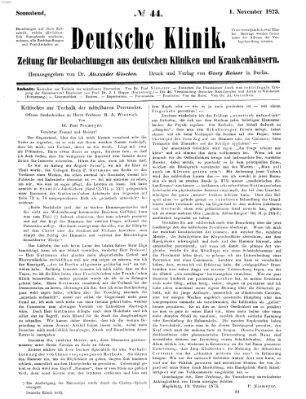 Deutsche Klinik Samstag 1. November 1873