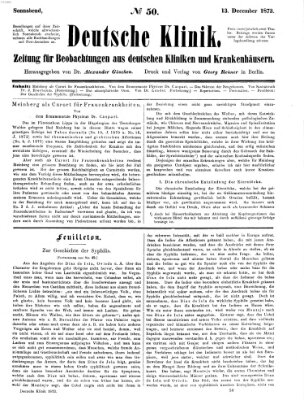 Deutsche Klinik Samstag 13. Dezember 1873