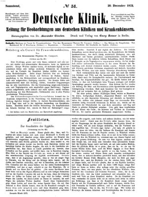 Deutsche Klinik Samstag 20. Dezember 1873