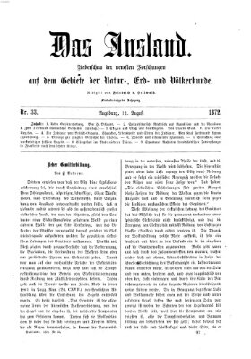 Das Ausland Montag 12. August 1872