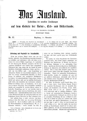 Das Ausland Montag 18. November 1872