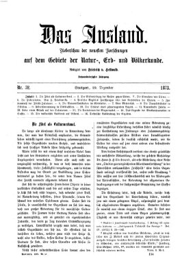 Das Ausland Montag 29. Dezember 1873