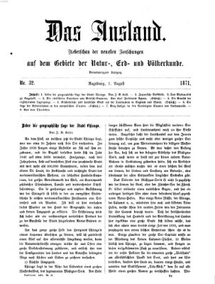 Das Ausland Montag 7. August 1871