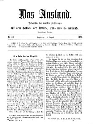 Das Ausland Montag 14. August 1871