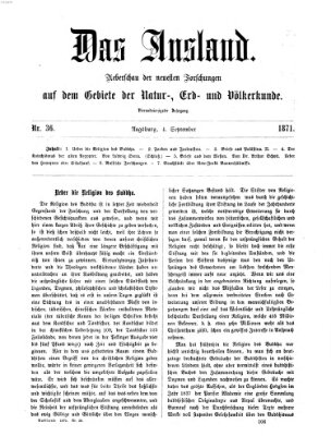 Das Ausland Montag 4. September 1871