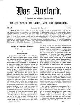 Das Ausland Montag 18. September 1871