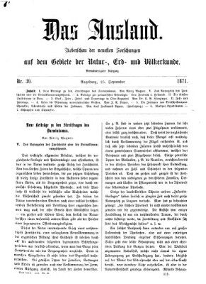 Das Ausland Montag 25. September 1871