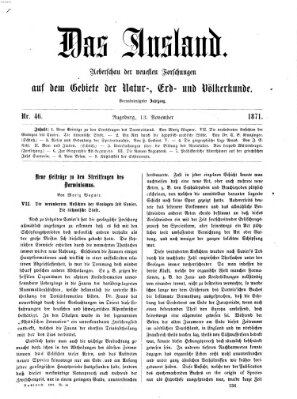 Das Ausland Montag 13. November 1871